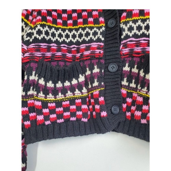 ZARA WOMEN'S COLORFUL CHUNKY KNIT BUTTON DOWN CARDIGAN BLACK--SIZE SMALL - Picture 5 of 9